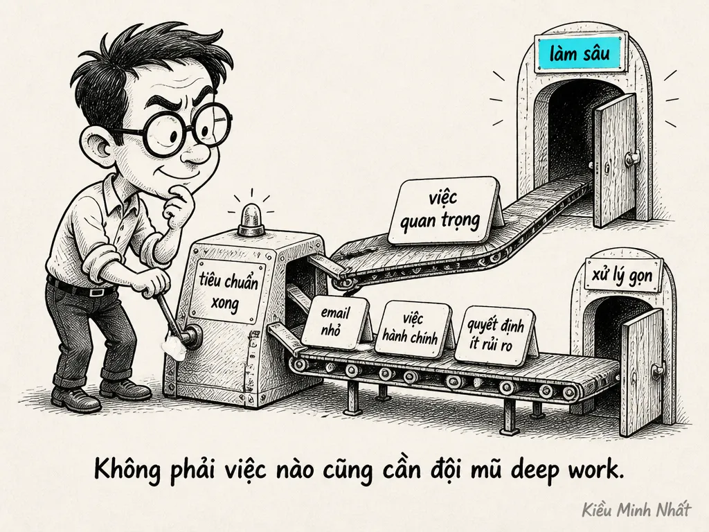 Người làm việc phân loại việc đáng làm sâu và việc chỉ cần xử lý gọn